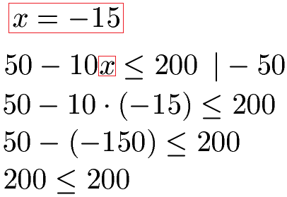 Ungleichung Beispiel 1 Probe Teil 1
