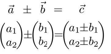 Vektor Ebene: Addition und Subtraktion Formel