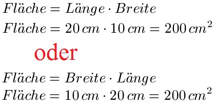 Vertauschungsgesetz Beispiel 3 Fläche