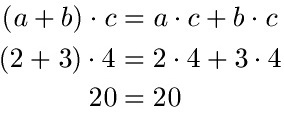 Verteilungsgesetz Erklärung zweite Gleichung mit Zahlen