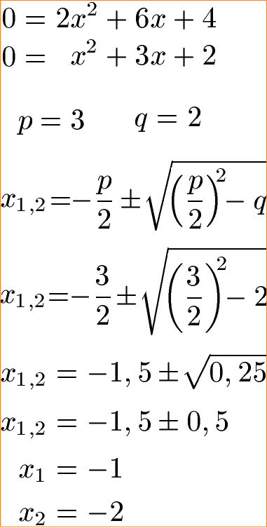 Vorzeichenwechselkriterium Extrempunkt Beispiel 1 Lösung PQ-Formel bei 1. Ableitung