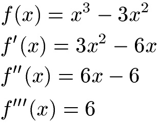 Wendepunkt Beispiel 1 Lösung drei Ableitungen