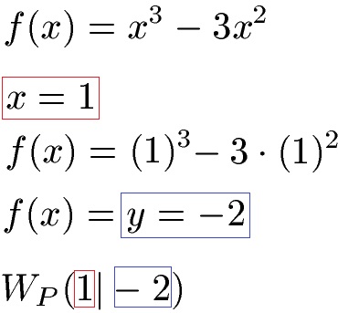 Wendepunkt Beispiel 1 Lösung y berechnen