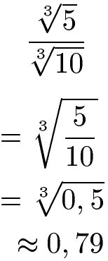 Gesetz Wurzel Division Beispiel