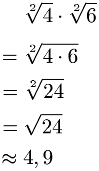 Wurzel Gesetz Multiplikation Beispiel