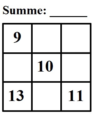 Zauberquadrat Beispiel 1