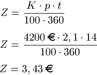 Zinsen berechnen Beispiel 3