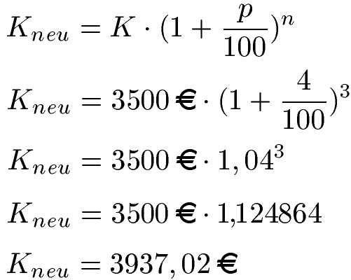 Zinseszins Beispiel 1 Endkapital