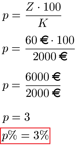 Zinssatz / Zinszahl Beispiel 1