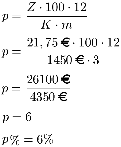 Zinssatz / Zinszahl Monatszinsen Beispiel 2