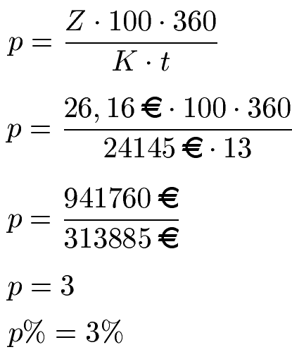 Zinssatz / Zinszahl Tageszinsen Beispiel 3