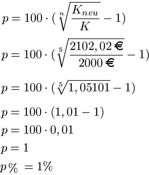 Zinssatz / Zinszahl für Zinseszins Beispiel 4