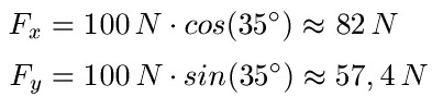 Kräfte zerlegen Beispiel 4 Lösung