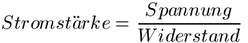 Formel Ohmsches Gesetz in Worten